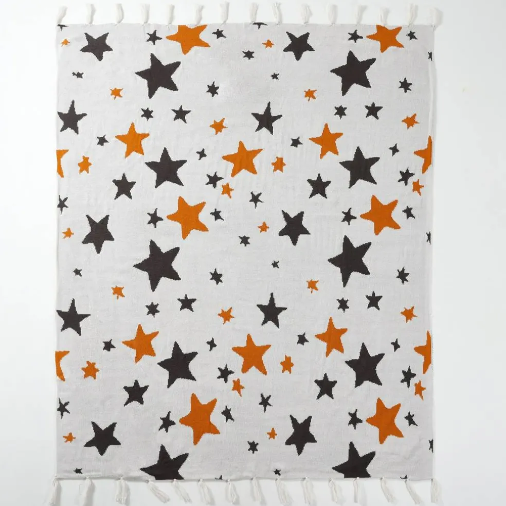 50" x 60" Orange & Black Stars Throw Blanket by Ashland®