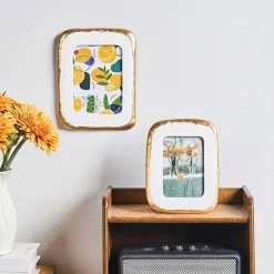 5x7 Ornate White & Gold Resin Picture Frame, Hand-Crafted Decorative Photo Frame with Easel & Wall Hooks, Elegant Tabletop & Wall Gallery Frame for Home Decor