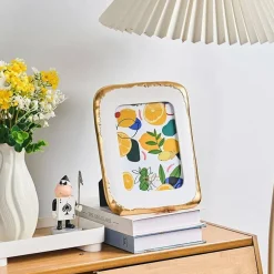 5x7 Ornate White & Gold Resin Picture Frame, Hand-Crafted Decorative Photo Frame with Easel & Wall Hooks, Elegant Tabletop & Wall Gallery Frame for Home Decor