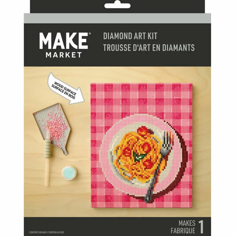 8" x 10" Pasta Noodles Wood Plank Diamond Art Kit by Make Market®