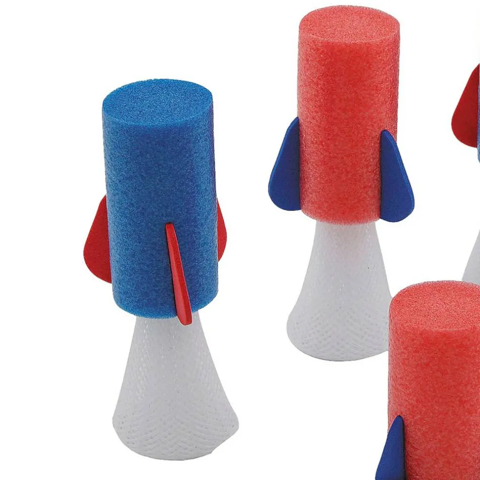 1 1/2" x 4 1/2" Patriotic Red, White & Blue Rocket Hopper Toys 12 Pc.