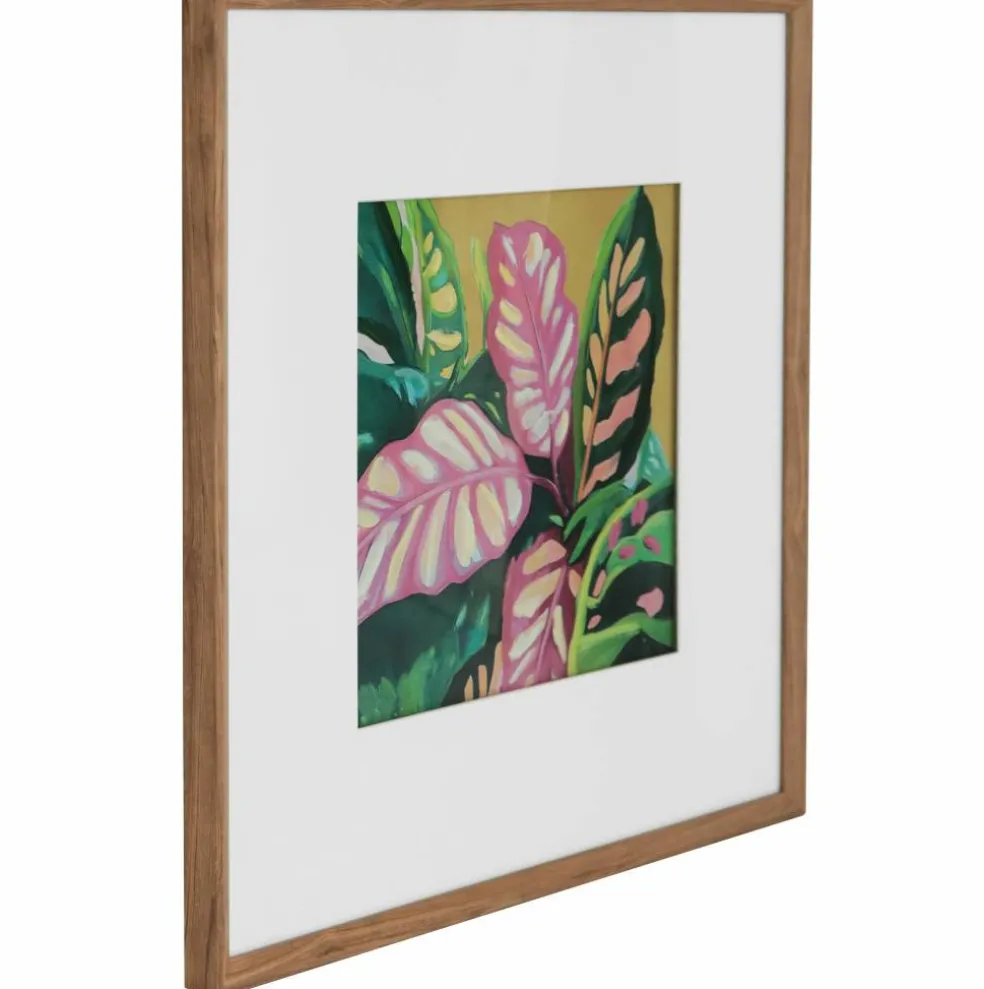 20" x 20" Pink & Green Calathea Leaf Wall Décor in Woodgrain Frame by Ashland®