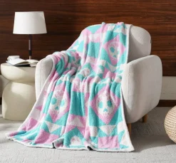 50" x 60" Pink & Mint Skull Throw Blanket by Ashland®
