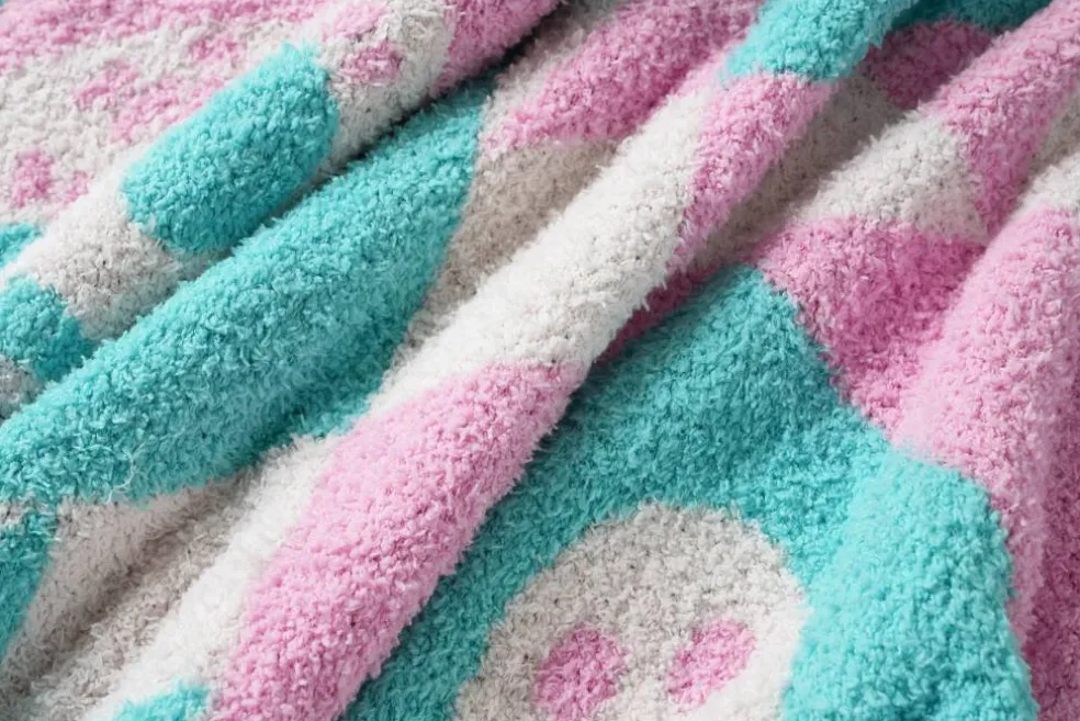 50" x 60" Pink & Mint Skull Throw Blanket by Ashland®