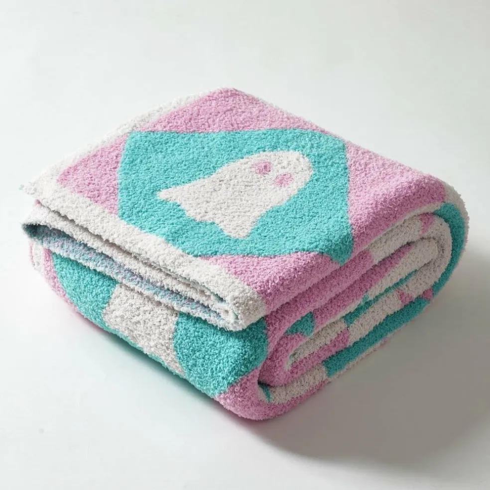 50" x 60" Pink & Mint Skull Throw Blanket by Ashland®
