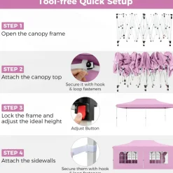 10x20 Pop Up Canopy Tent with Sidewalls and Windows for Outdoor Events
