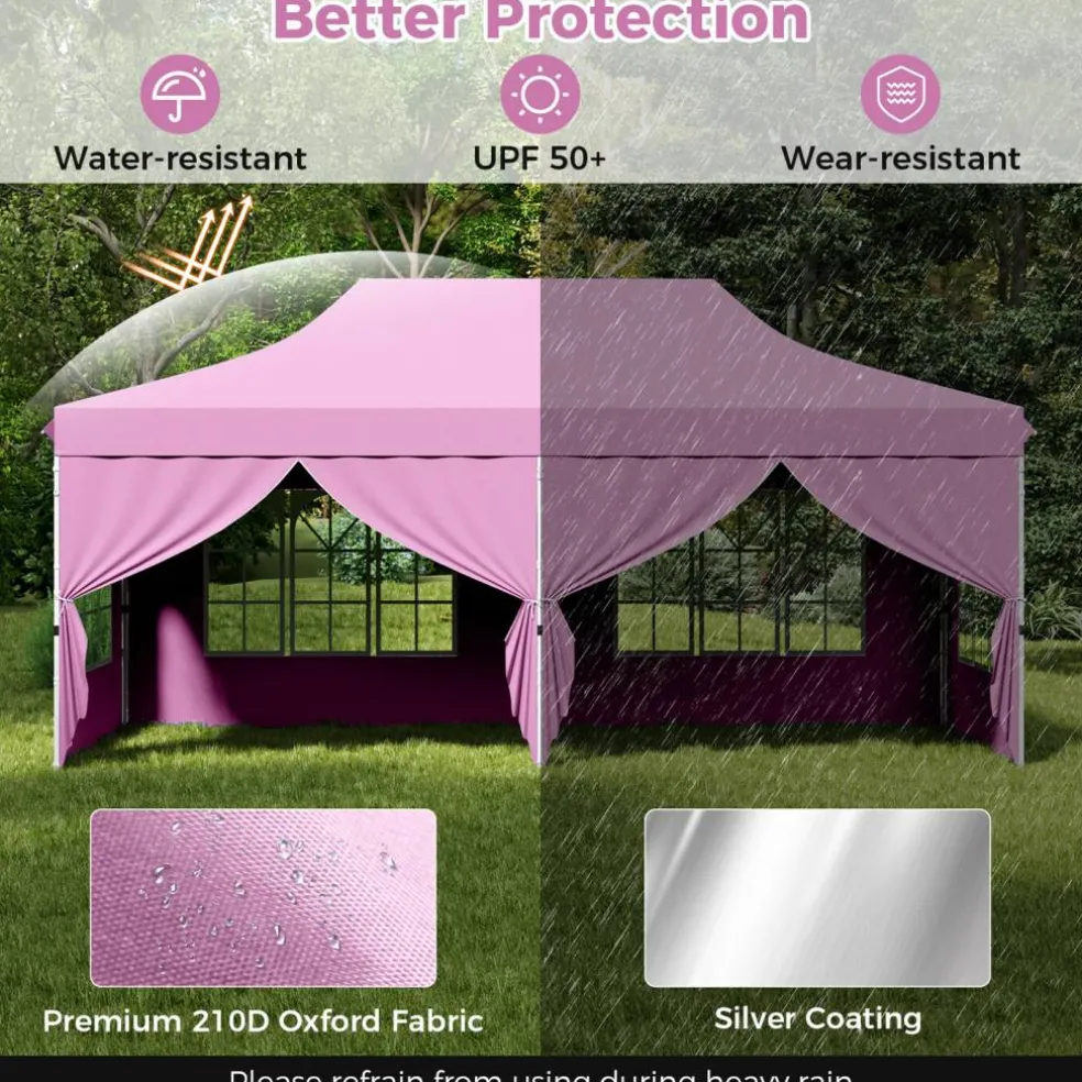 10x20 Pop Up Canopy Tent with Sidewalls and Windows for Outdoor Events