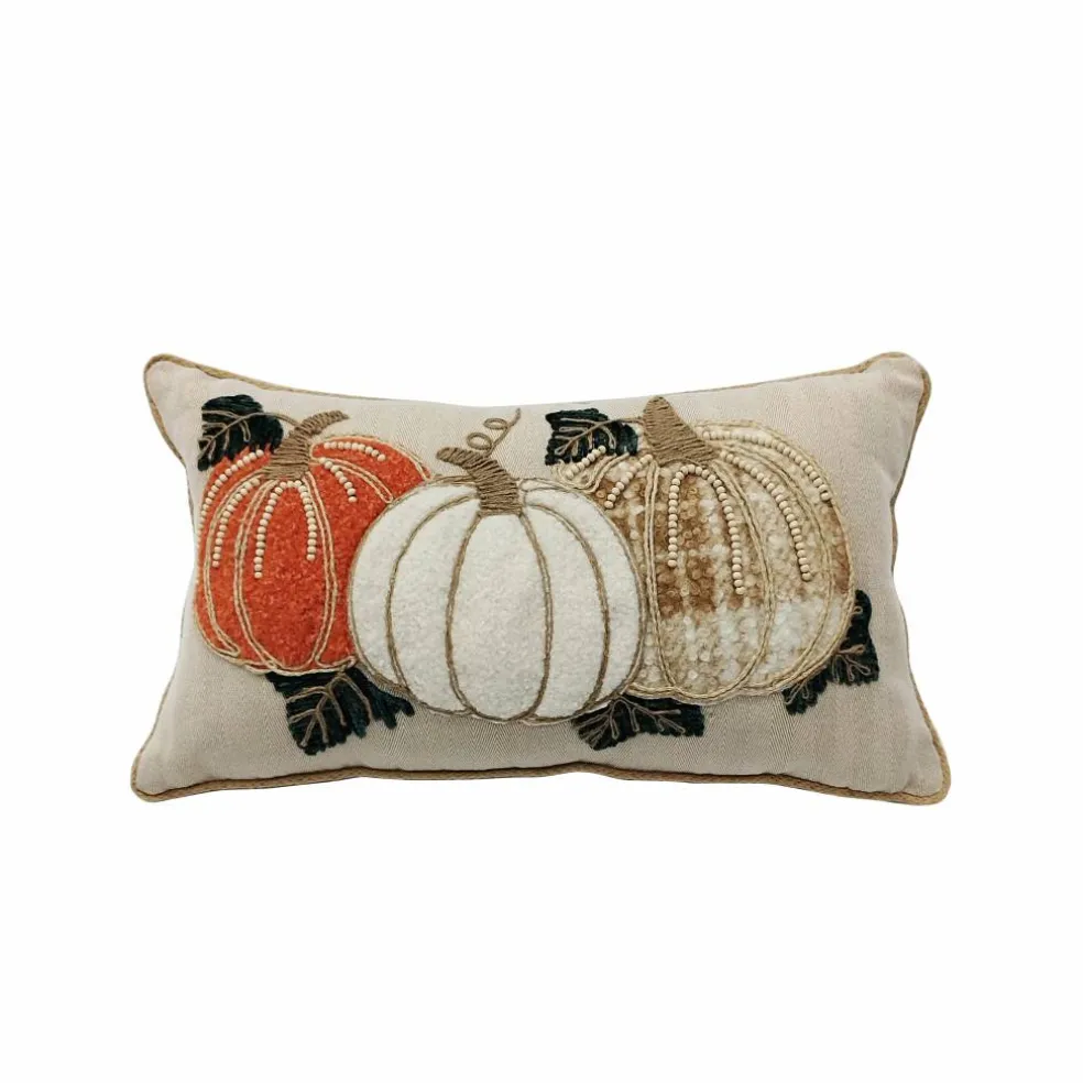 24" x 12" Pumpkin Trio Embroidered Pillow by Ashland®