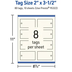 2" x 3-1/2" Rectangle, Matte Ivory Printable Tags