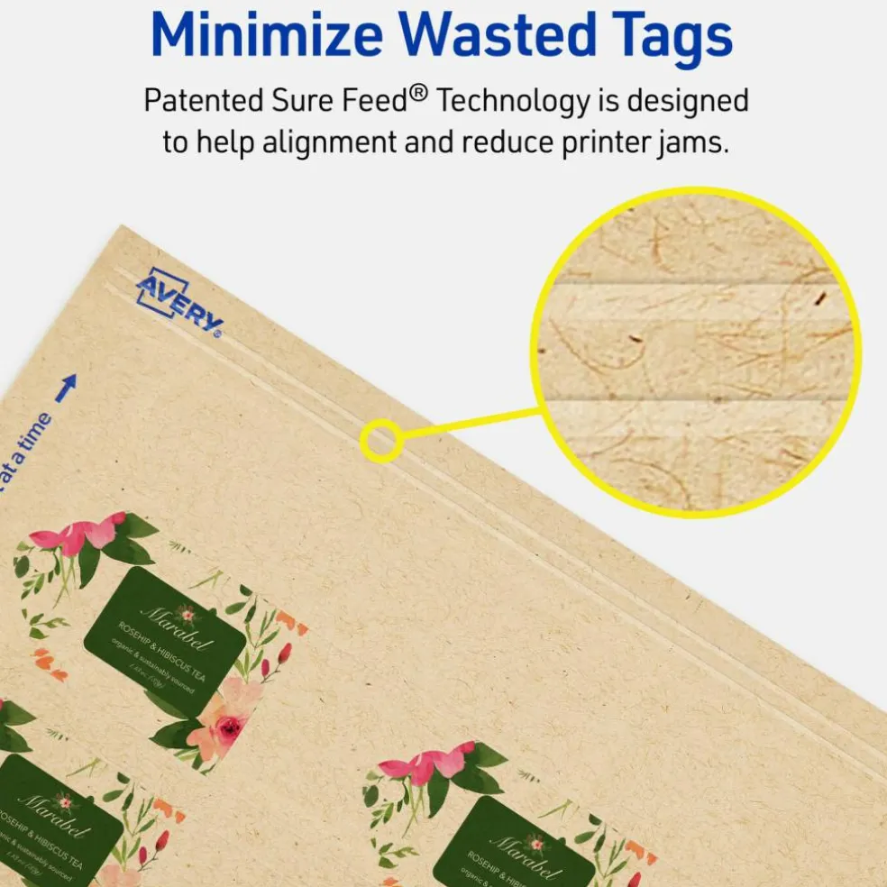 2" x 1-1/4" Rectangle Scalloped Edge, Kraft Brown Printable Tags