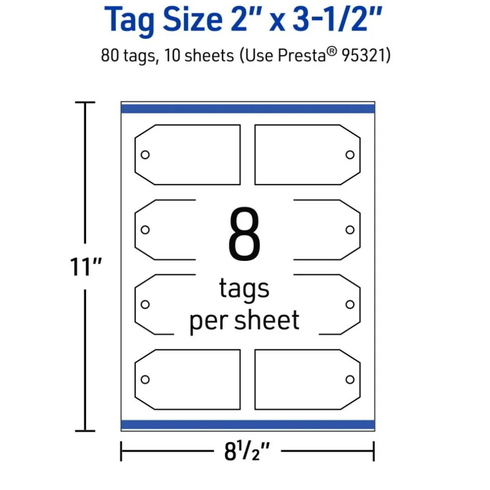 2" x 3-1/2" Rectangular Banner, Glossy White Printable Tags