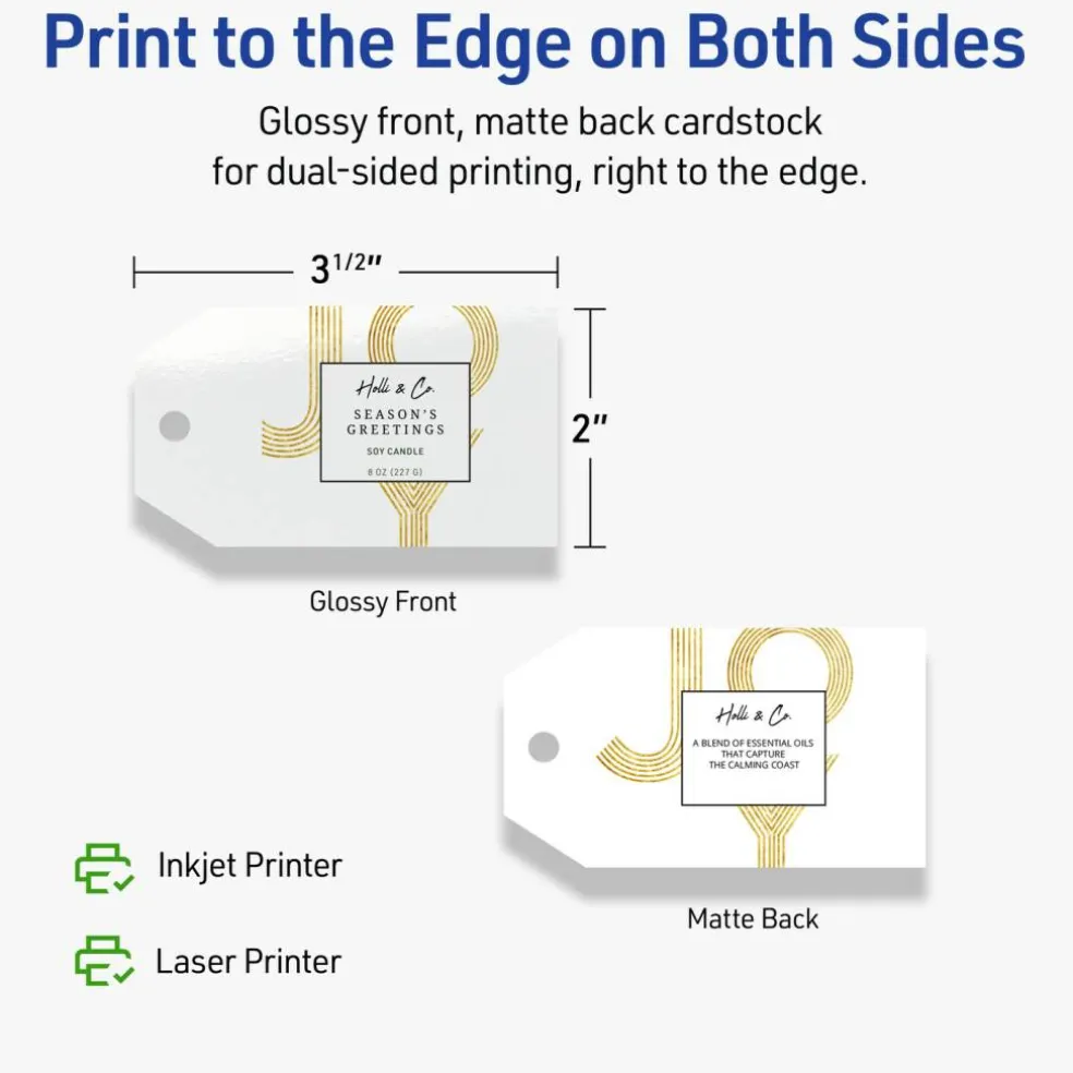 2" x 3-1/2" Rectangular Banner, Glossy White Printable Tags