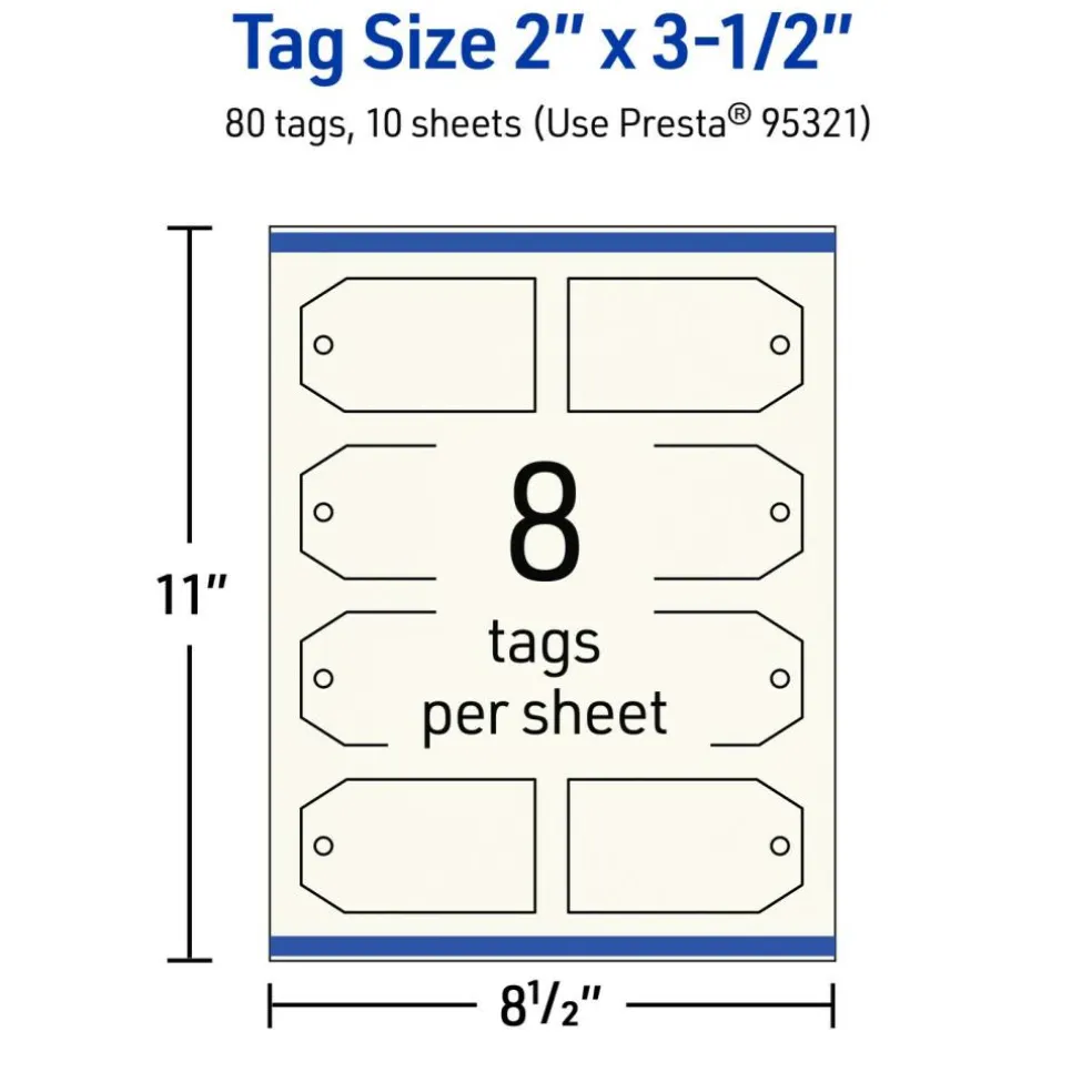 2" x 3-1/2" Rectangular Banner, Matte Ivory Printable Tags
