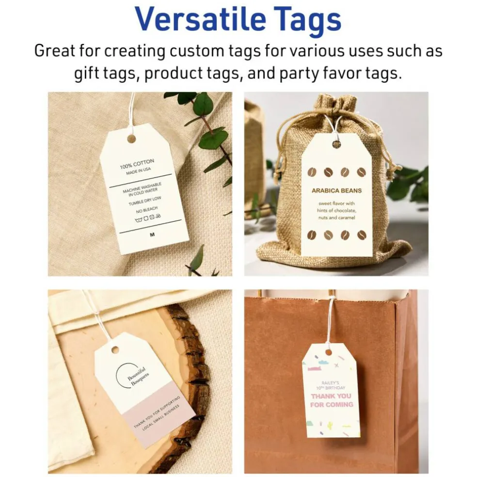 2" x 3-1/2" Rectangular Banner, Matte Ivory Printable Tags