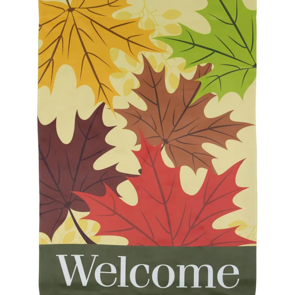 28" x 40" Red & Yellow Fall Leaves Welcome Outdoor House Flag