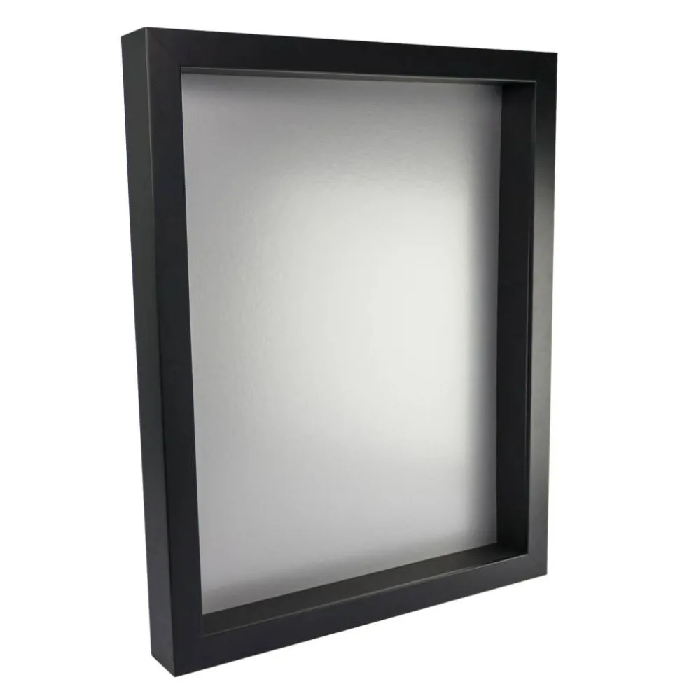 24x30 Shadow Box Frame Black Wood With a 1 3/4" Usable Display Depth Includes a Silver Acid-Free Backing Board, UV Resistant Acrylic, and Hanging Hardware