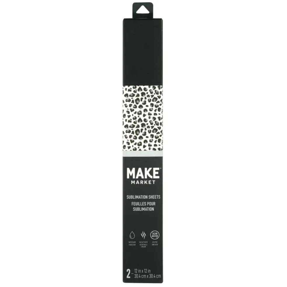 12" x 12" Snow Leopard & Black Sublimation Sheets by Make Market®