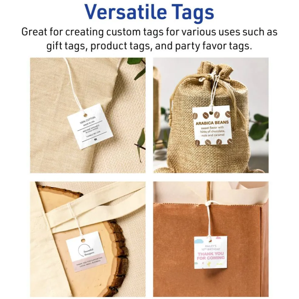 1-1/2" x 1-1/2" Square, Glossy White Printable Tags