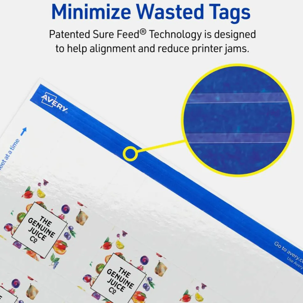 1-1/2" x 1-1/2" Square, Glossy White Printable Tags