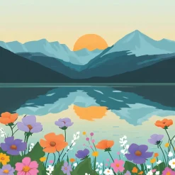 11" x 11" Summer Floral Mountain Canvas Painting Kit by Craft Smart®
