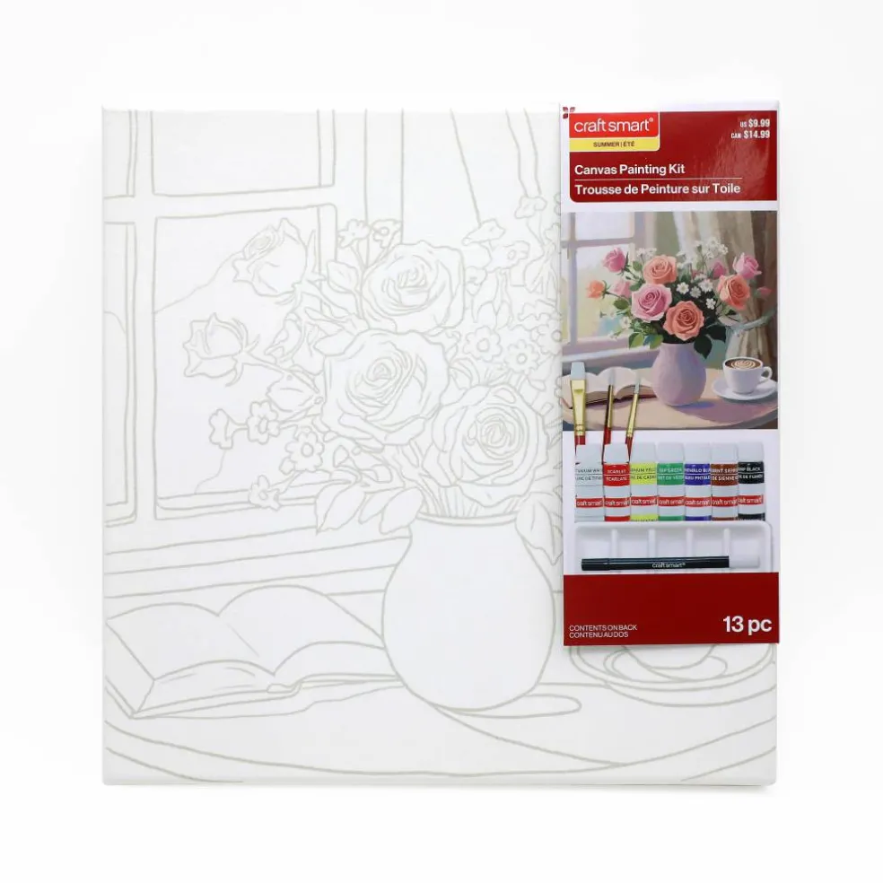 11" x 11" Summer Floral Still Life Canvas Painting Kit by Craft Smart®