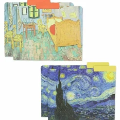 12x Van Gogh Decorative File Folder Letter Size 1/3 Cut Manilla Organizer