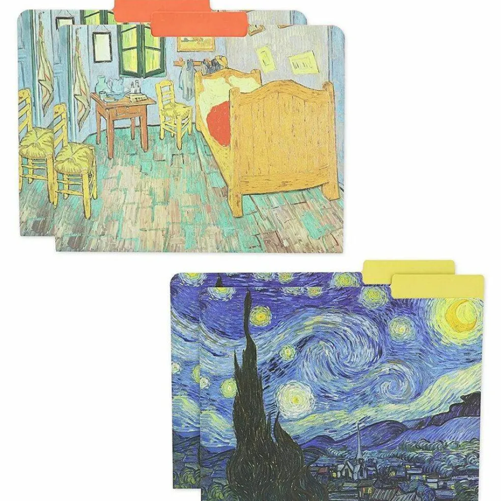 12x Van Gogh Decorative File Folder Letter Size 1/3 Cut Manilla Organizer