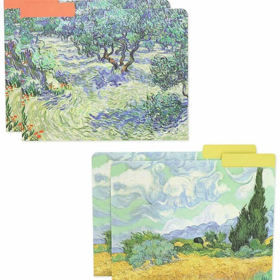 12x Van Gogh Decorative File Folder Letter Size 1/3 Cut Manilla Organizer