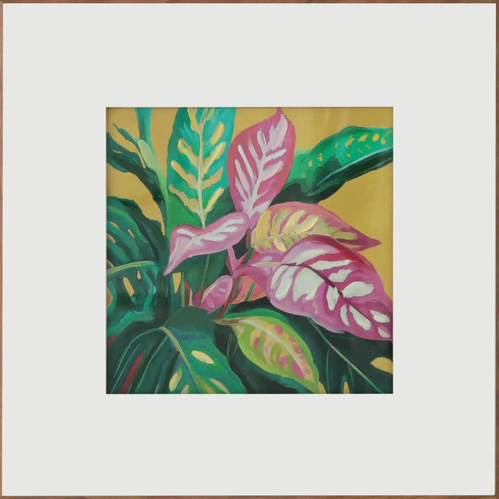20" x 20" Vibrant Jungle Leaves Wall Décor in Woodgrain Frame by Ashland®