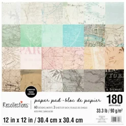 12" x 12" Vintage Maps Cardstock Paper Pad by Recollections™, 180 Sheets
