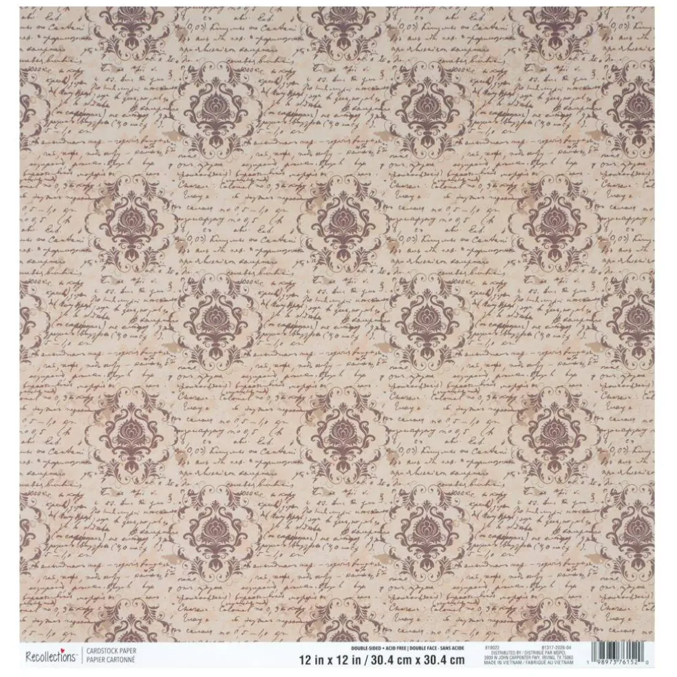 12" x 12" Vintage Script Double-Sided Cardstock Paper by Recollections™
