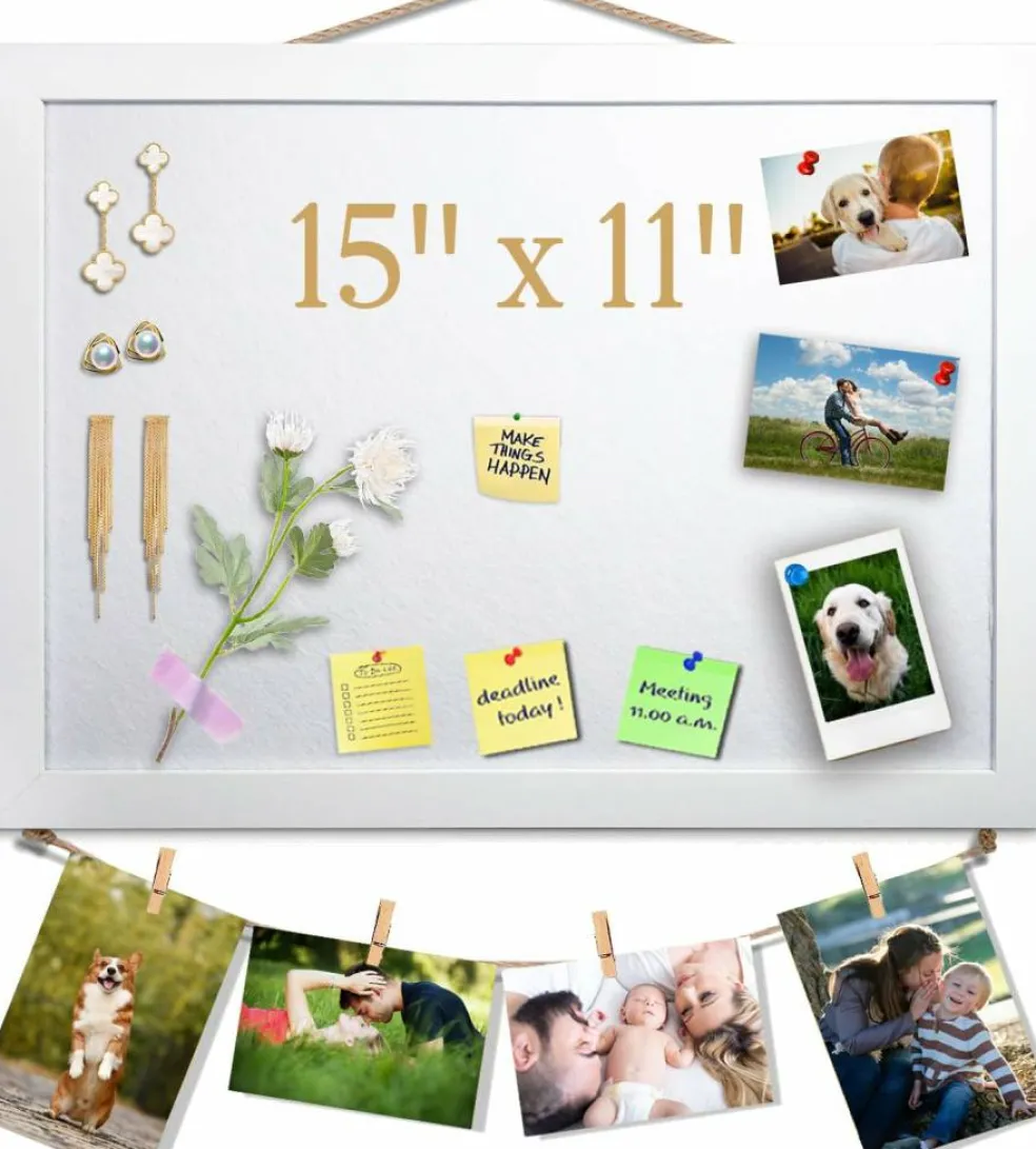 15"x11" White Cork Board with Felt(White)