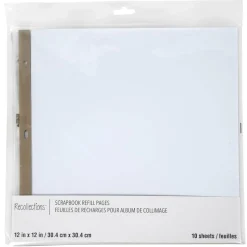 12" x 12" White Scrapbook Refill Pages by Recollections™, 10 Sheets
