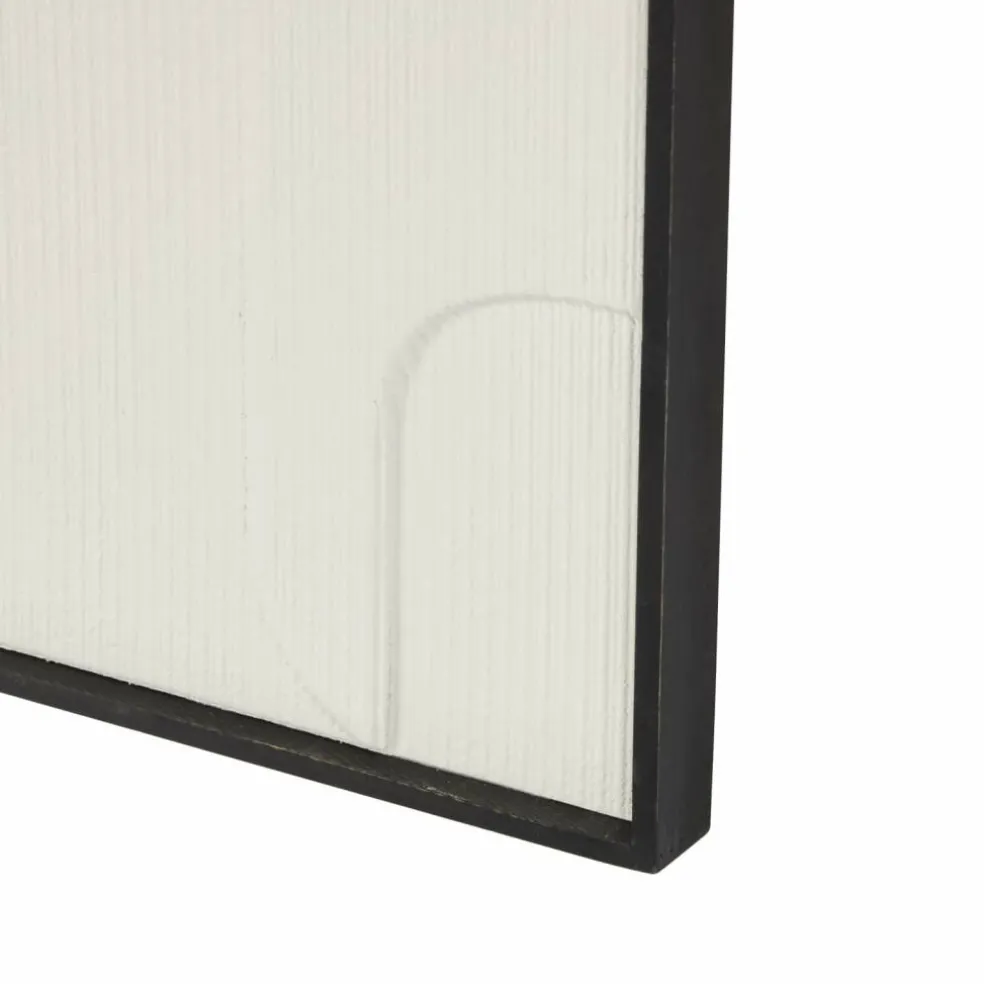 32" x 17" White Wood Geometric Home Wall Décor Set with Black Frame
