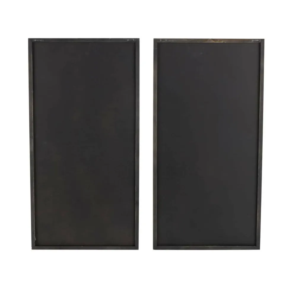 32" x 17" White Wood Geometric Home Wall Décor Set with Black Frame