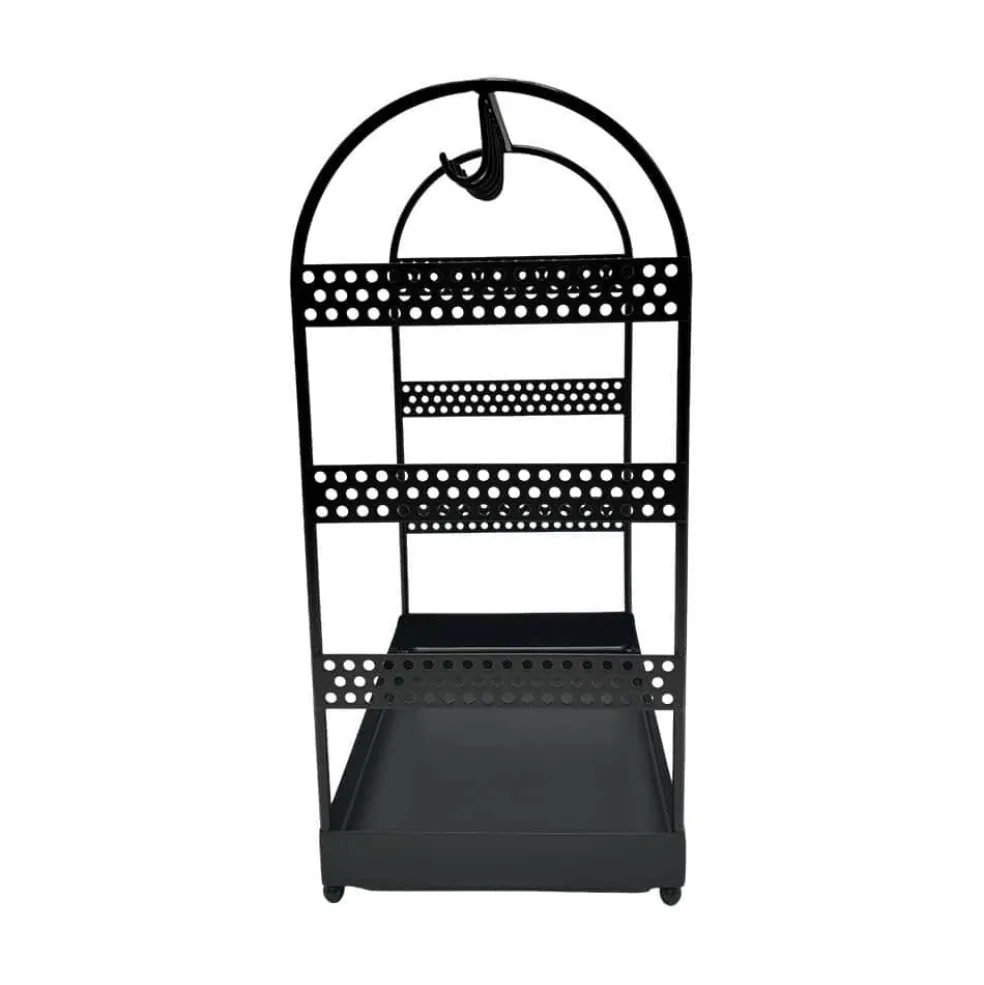 9.5" x 6" x 13" Black Metal Jewelry Display