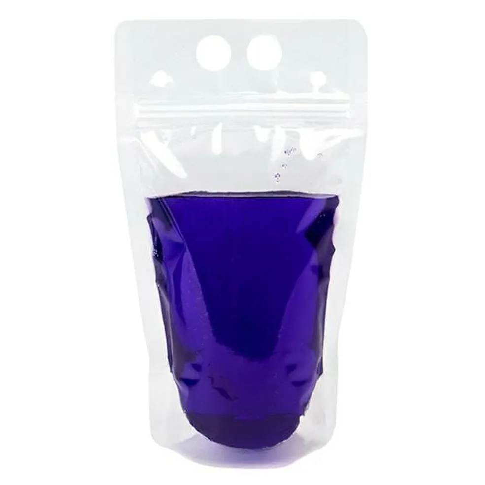 5 1/16" x 1 9/16" x 9" Clear Drink Pouch