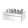 8.25" x 5" x 4.5" Silver Glass Mirrored Decorative Jewelry Box with Black Bubble Textured Balls