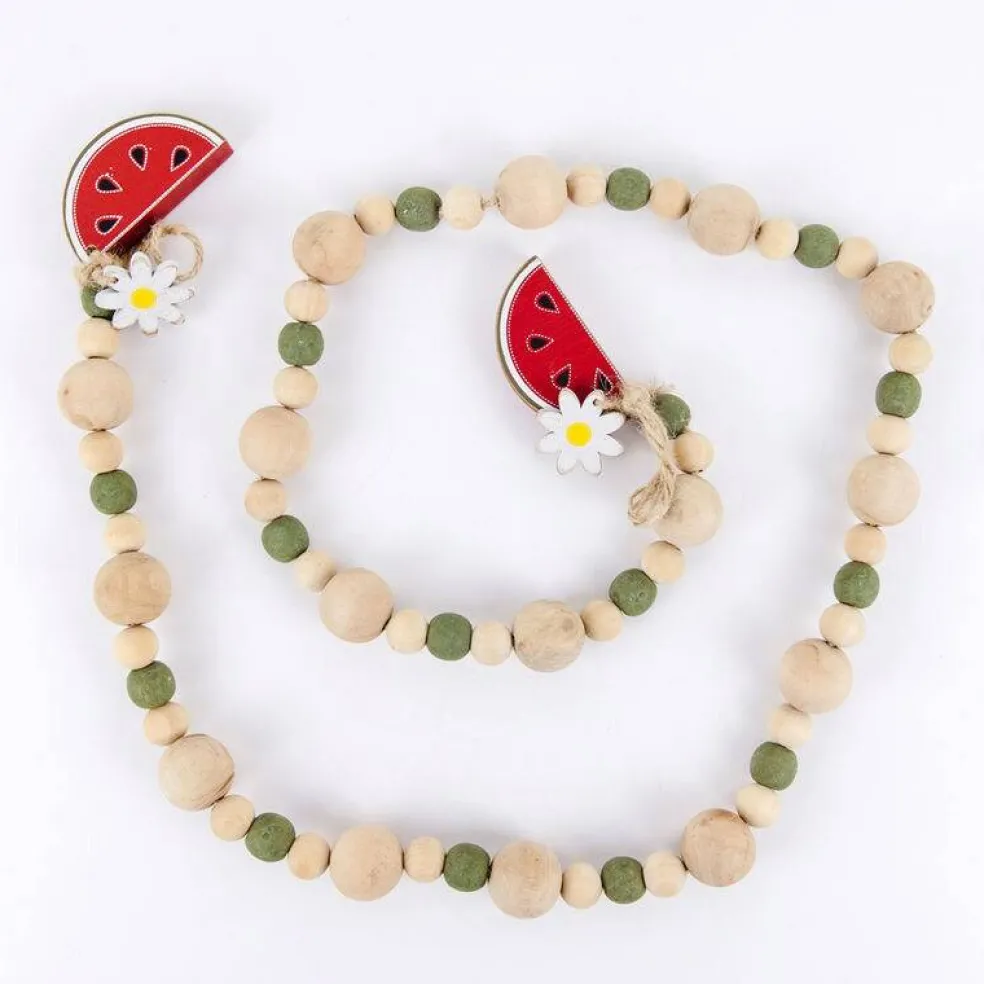 44x3x1 Watermelon wood Bead garland
