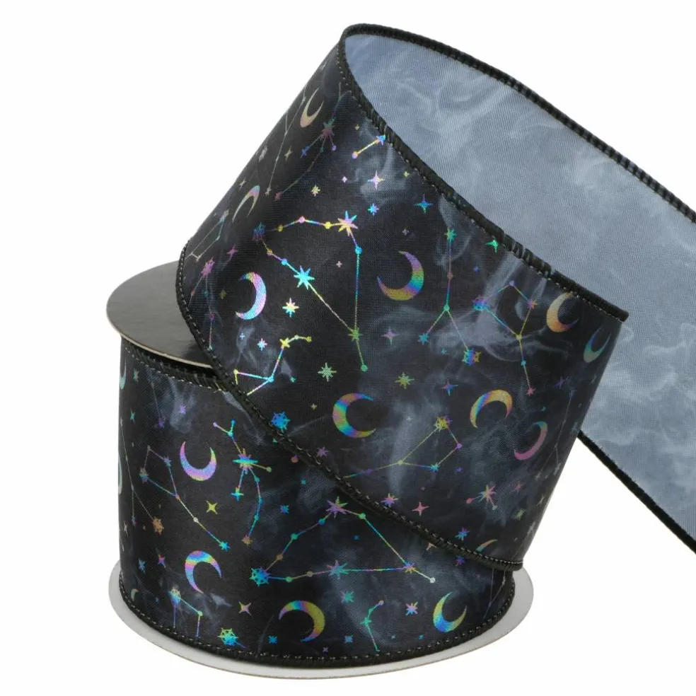 2.5" x 6.6yd. Black Foil Sky Wired Ribbon by Celebrate It®