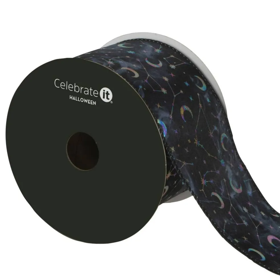 2.5" x 6.6yd. Black Foil Sky Wired Ribbon by Celebrate It®