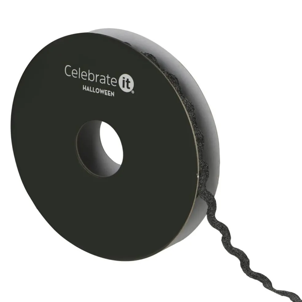 3/8" x 4yd. Black Metallic Rick Rack Ribbon by Celebrate It®