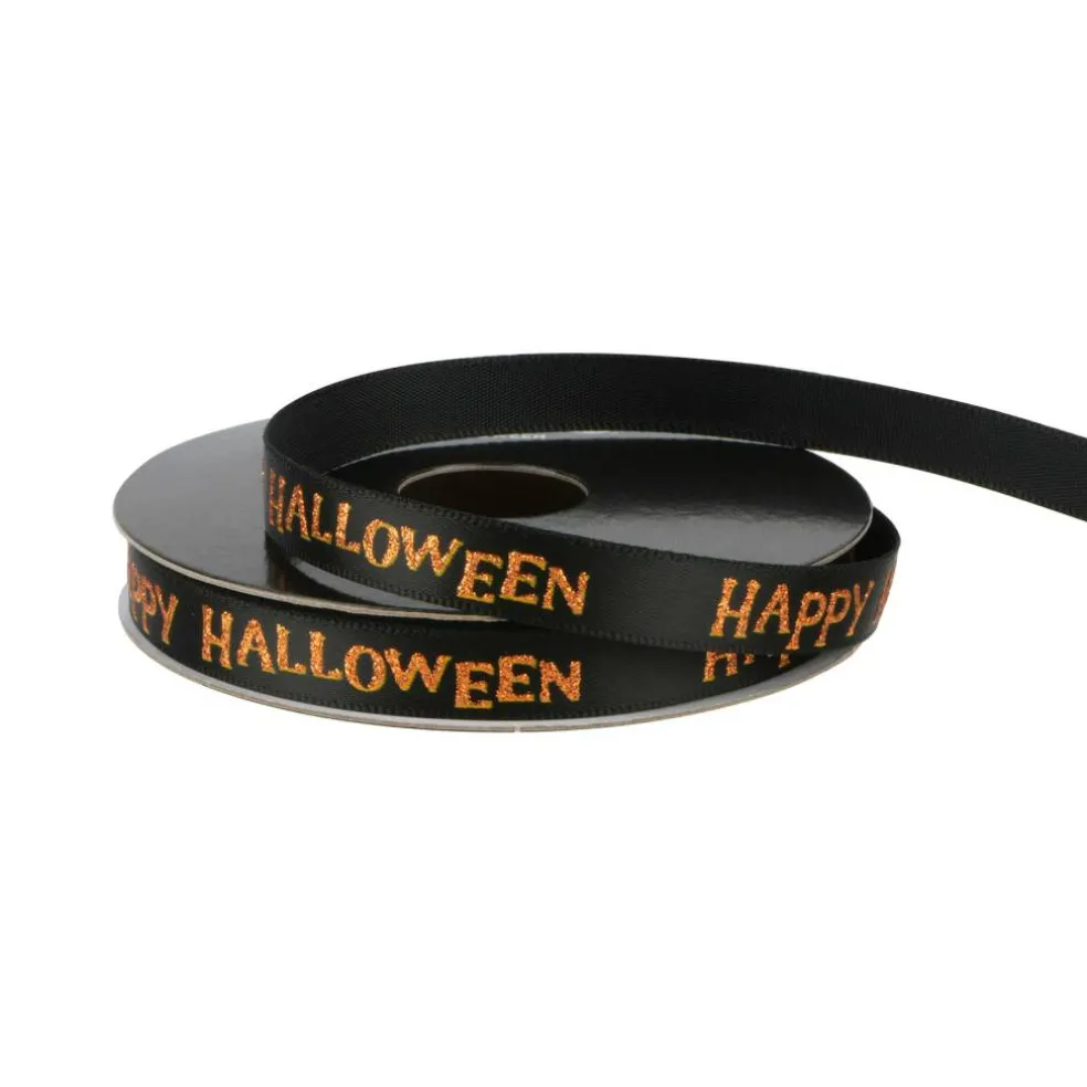 3/8" x 4yd. Black & Orange Glitter Happy Halloween Ribbon by Celebrate It®