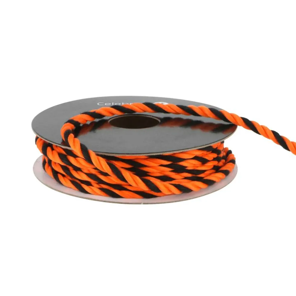 1/8" x 4yd. Black & Orange Twist Cording Ribbon by Celebrate It®