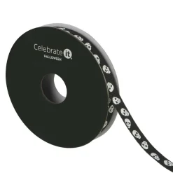 3/8" x 4yd. Black & Silver Skulls Ribbon by Celebrate It®