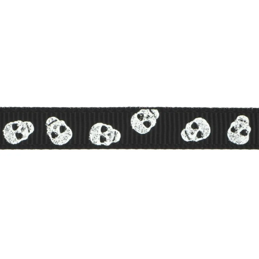 3/8" x 4yd. Black & Silver Skulls Ribbon by Celebrate It®