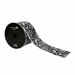 2.5" x 6.6yd. Black & White Spiderweb Wired Taffeta Ribbon by Celebrate It®