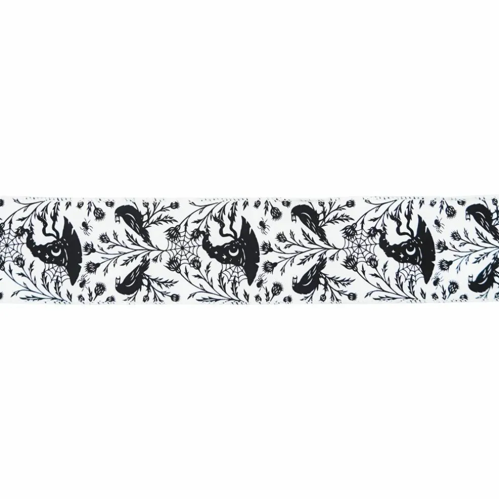 2.5" x 6.6yd. Black & White Witch Hat Wired Faux Linen Ribbon by Celebrate It®