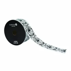 1.5" x 10yd. Black & White Witch Hat Wired Faux Linen Ribbon by Celebrate It®