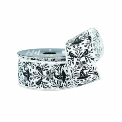 1.5" x 10yd. Black & White Witch Hat Wired Faux Linen Ribbon by Celebrate It®